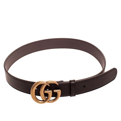 Gucci Dark Brown Leather Gg Buckle Belt 80cm Gucci The Luxury Closet