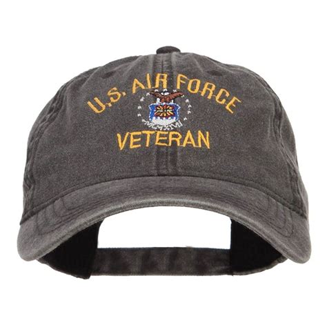Us Air Force Veteran Military Embroidered Washed Cap Black