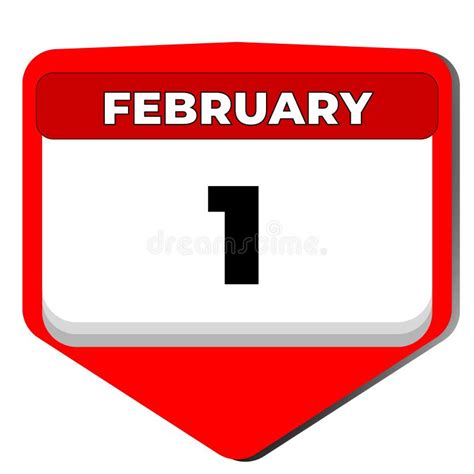1 February Vector Icon Calendar Day 1 Date Of February First Day Of