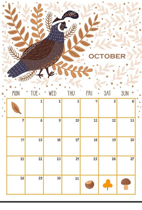 Floral October 2019 Wall Calendar Design Wall Calendar Design