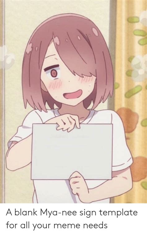 Anime Girl Holding A Blank Sign
