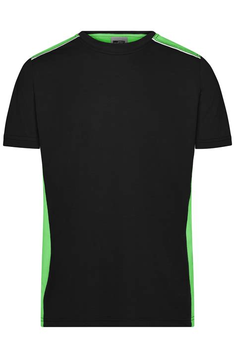 Men Mens Workwear T Shirt Color Blacklime Green Daiber