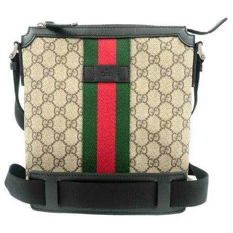 Authentic Gucci Gg Supreme Sherri Line Cross Body Bag Canvas 471454