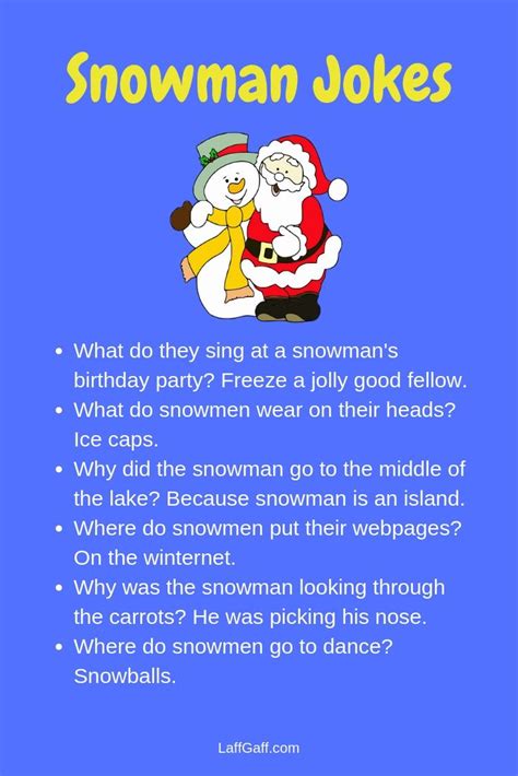 35 Funny Snowman Jokes And Puns Laffgaff Home Of Laughter Funny
