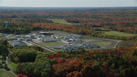 6k Stock Footage Aerial Video Orbiting Maine State Prison Colorful Ec1