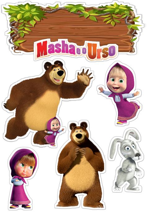 Masha And Uso Stickers Are Shown In This Image With The Characters
