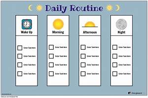 Daily Routine Chart Template Daily Schedule Maker Storyboardthat