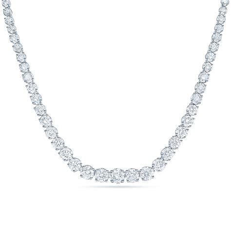 Diamond Line Graduated Necklace In 18k White Gold Kwiat Riviera