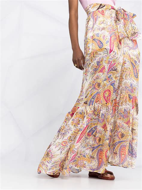 Etro Zante Paisley Print Cotton And Silk Blend Chiffon Maxi Skirt In
