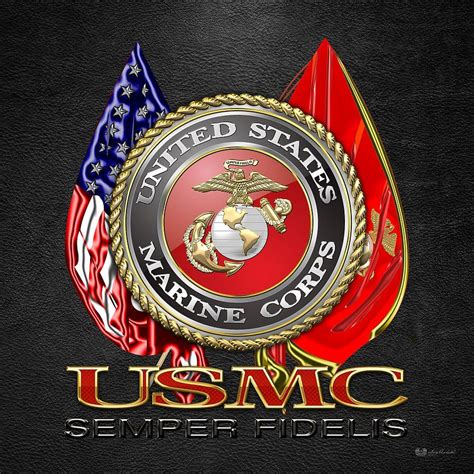 U S Marine Corps U S M C Emblem On Black By Serge Averbukh Marine