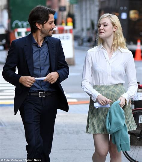 Elle Fanning Chats With Diego Luna In New York City Daily Mail Online