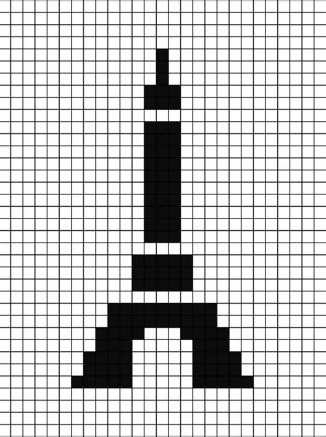 Eiffel Tower Silhouette Pixel Art In 2022 Pixel Art Graph Paper