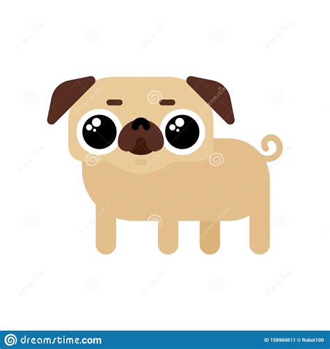 Cute Pug Isolated Nice Dog Pet Vector Illustration Stock Vector