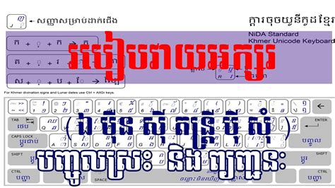 រនកពយទរ ករសរសរខមយនកដ How to type khmer unicode part rean khmer computer YouTube