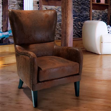 A club chair is a type of armchair, usually covered in leather. Furniture Market Genoa Rustic Armchair & Reviews | Temple ...