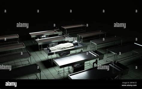 The Dead Alien In The Morgue On The Table Futuristic Autopsy Concept