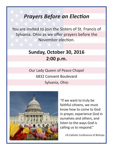 Prayers Before An Election Sisters Of St Francis Of Sylvania Ohio