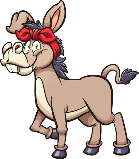 Premium Vector Cartoon Female Donkey With Red Bandanna