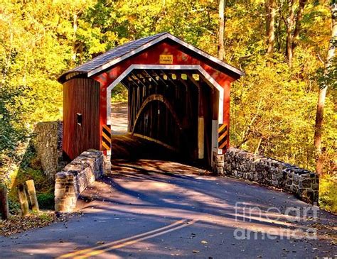 Autumn At Kurtzs Mill Covered Bridge In Lancaster County Pa Covered
