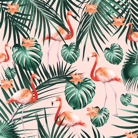 Tropical Flamingo Pattern 2 Tapet Fototapet Happywall