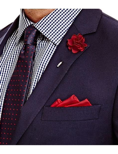Mens Burgundy Silk Flower Lapel Pin Hawes And Curtis