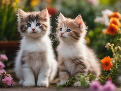 Premium Ai Image Portrait Photo Of Cute And Fluffy Kittens In Garden