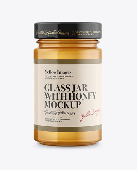 Download Glass Jar with Honey Mockup - Front View | Exclusive Mockups