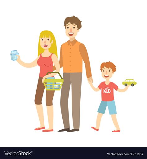Mom Dad And Son Holding Toy Car Shopping Vector Image