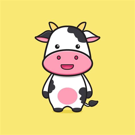 Cute Cow Mascot Character Cartoon Icon Illustration 3224530 Vector Art