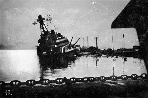 Photo Scuttled French Heavy Cruiser Colbert Toulon France Date