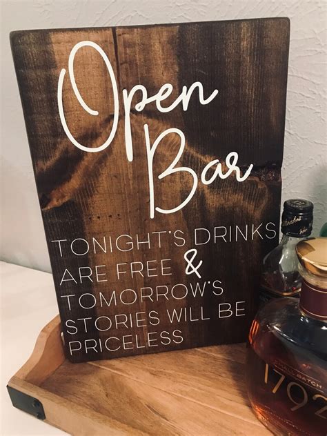 Open Bar Sign Open Bar Wedding Sign Wooden Wedding Sign Etsy