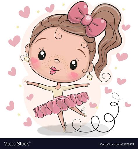 Cute Ballerina On A White Background Vector Image On Милый мультфильм