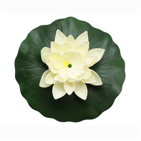 Asc Solar Powered Water Floating Lotus Fountain With Water Pump White