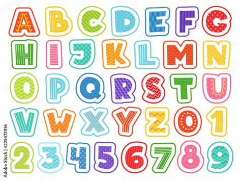 Plakat Cartoon Alphabet Cute Colored Letters Numbers Signs And Symbols