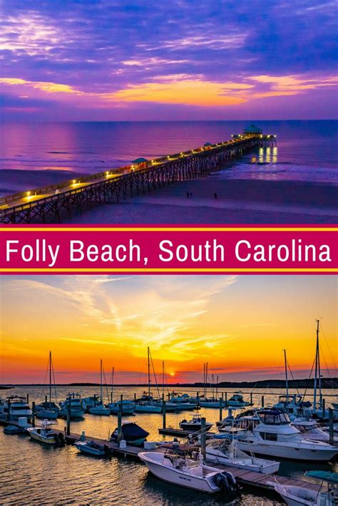 Two Pictures With The Words Folly Beach South Carolina In Front Of