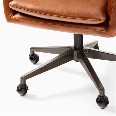Helvetica Leather Swivel Office Chair West Elm