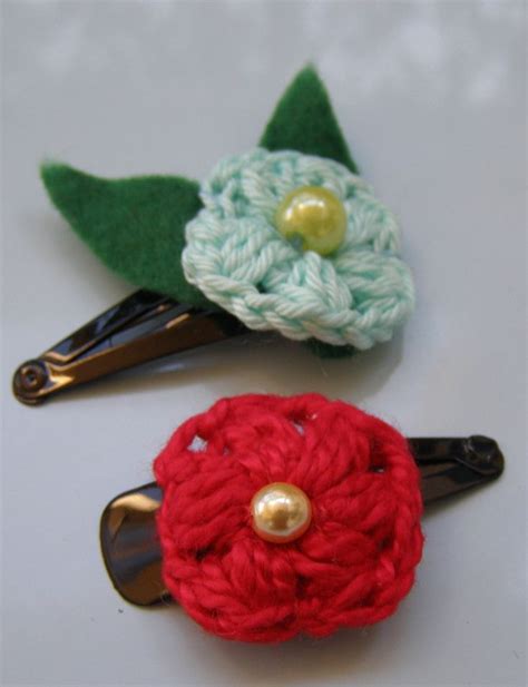 Crochet Hear Pins Handmade Crochet Pins