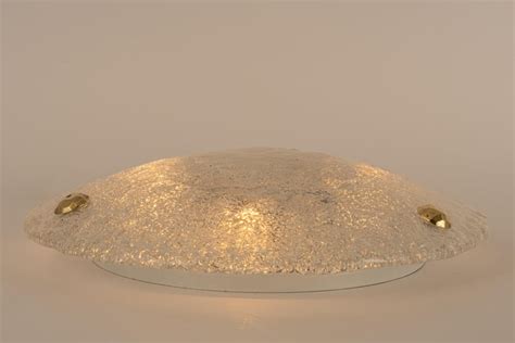 1 Of 2 Round Murano Ice Glass Flushmount By Hillebrand Germany 1970s For Sale At 1stdibs