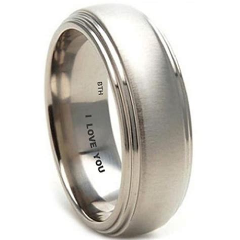 Mens Titanium I Love You Wedding Ring