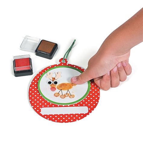 Thumbprint Reindeer Christmas Ornament Craft Kit Oriental Trading