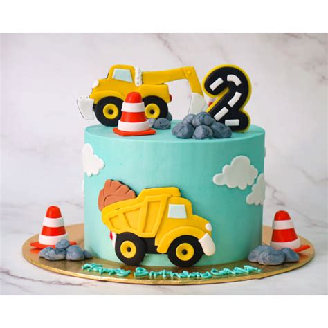Excavator Dump Truck Construction Cake