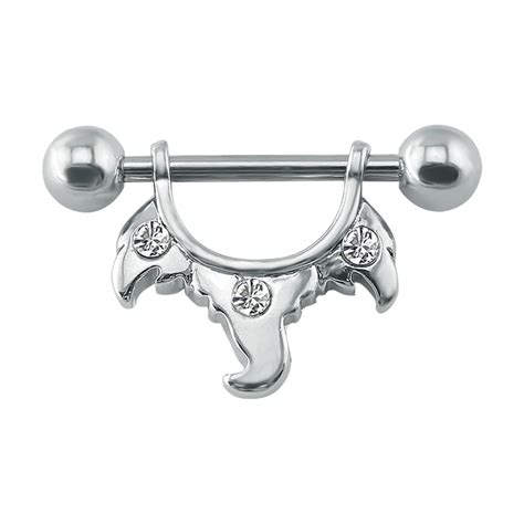 14g Ghost Wings Nipple Piercing Bars 316l Surgical Steel Body Piercing Jewelry Crystal