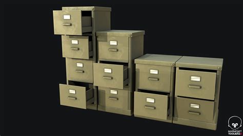 30 60 90 120 150 180 210 240 270 300 3D model Filing Cabinet Modular Green PBR Game Ready