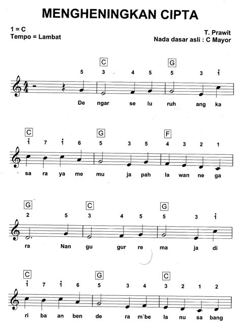 Mengheningkan Cipta | Partitur Lagu Nasional Indonesia