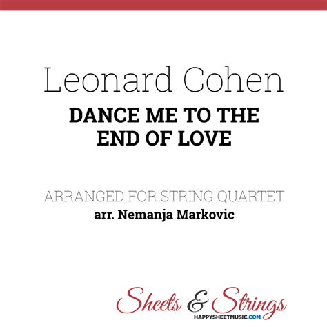 Leonard Cohen Dance Me To The End Of Love Sheet Music For String