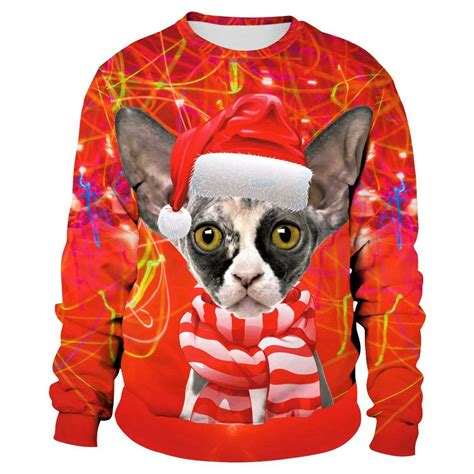 Funny Xmas Cat Christmas Sweatshirt You Look Ugly Today