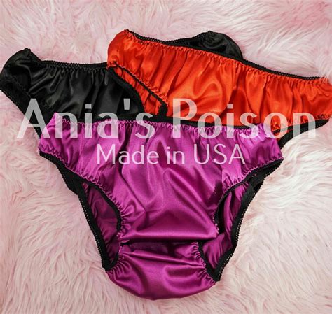 Anias Poison Full Solid Color Bikini Cut Soft Satin Lined SISSY Panties