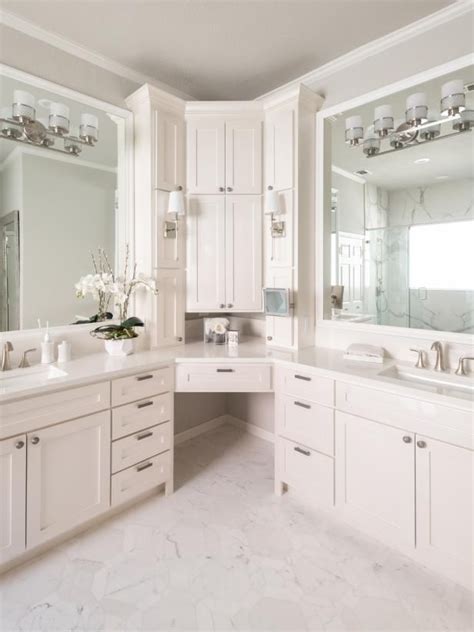 Check Out This Unique Corner Double Vanity Bathroom On