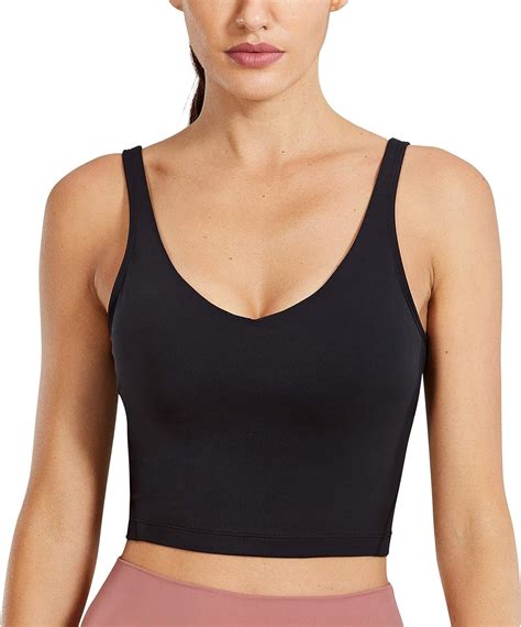 Crz Yoga Womens V Neck Workout Tank Tops With Built In Bras Cropped