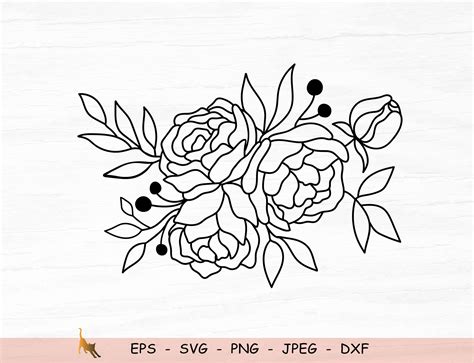 Peony Svg Flower Outline Svg Wedding Svg File For Cricut Etsy Images